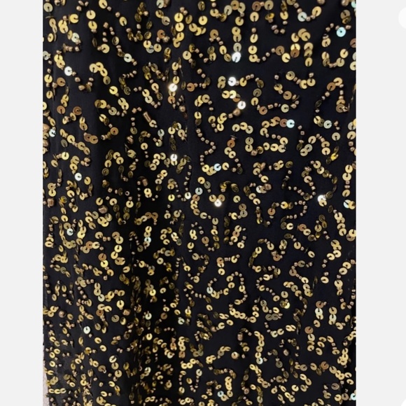 FRENCH CONNECTION Black Gold Sequin Wide Leg  Pant Size 4 - Picture 9 of 10